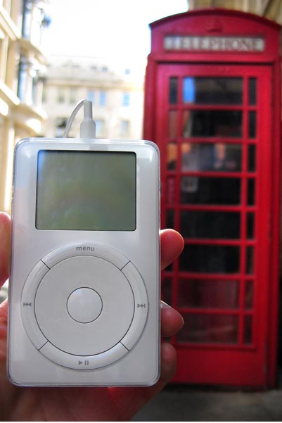 An iPod in Birmingham at the telephone box